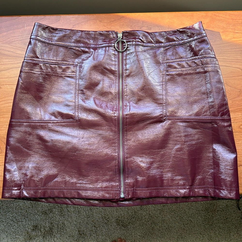 Wild Fable Maroon Faux Leather Skirt